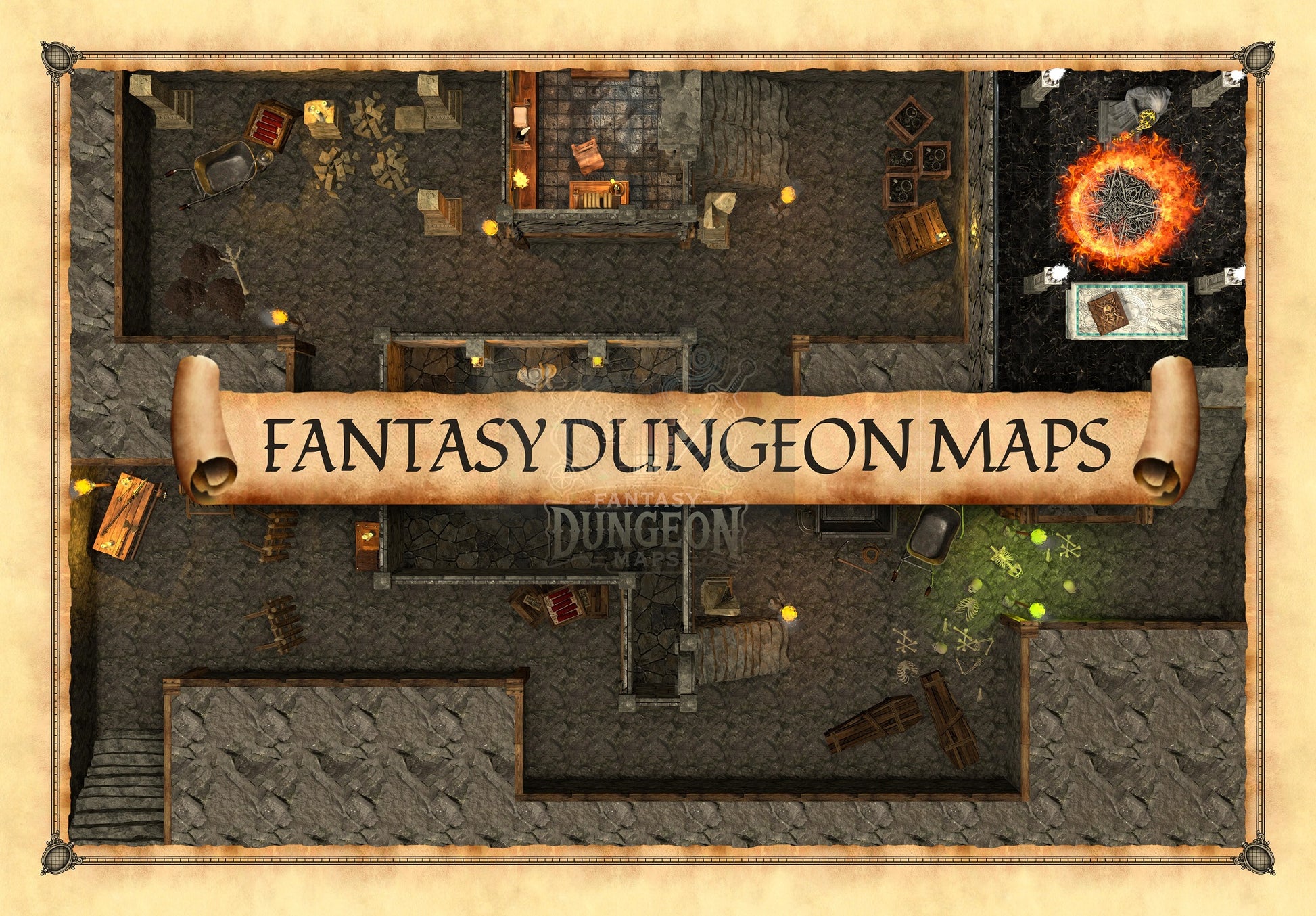 The Forsaken Mine - Fantasy Battle Map for DnD & TTRPGs